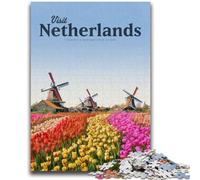 Visita i Paesi Bassi Puzzle 1000 pezzi per adulti, regali per trascorrere il tempo in casa, regalo di compleanno, regali, arte murale per 14+ 1000 pezzi (26x38cm)
