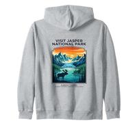 Visita Jasper National Park Alberta Canada Retro Moose Felpa con Cappuccio