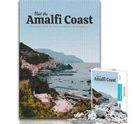 Visita la Costiera Amalfitana, puzzle da 1000 pezzi per adulti, giocattoli educativi per l'apprendimento, giochi per famiglie con poster abbinato e foglio di quiz, 50x75cm
