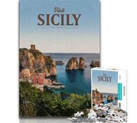 Visita la Sicilia, puzzle da 1000 pezzi per adulti e ragazzi, gioco per famiglie, antistress, sfida difficile, collezione di artisti, belle arti, 75x50cm