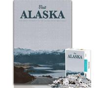 Visita l'Alaska Puzzle da 1000 pezzi per adulti, giocattoli educativi per l'apprendimento, giochi per famiglie con poster abbinato e foglio di quiz 50x75cm