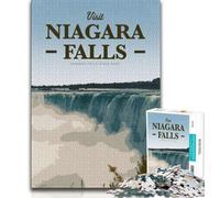 Visita le Cascate del Niagara, puzzle da 1000 pezzi per adolescenti, gioco stimolante e gioco per famiglie con pezzi completamente interconnessi di forma casuale, 38x26cm