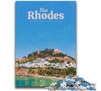 Visita Rodi Puzzle da 1000 pezzi per adulti e ragazzi, adatto dai 14 anni in su, decorazione da parete, regalo di compleanno per Natale, 1000 pezzi (26x38cm)