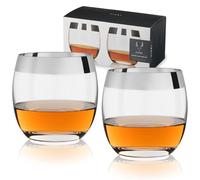 Viski Irving - Set di 2 bicchieri Lowball in cristallo cromato, senza piombo, in vetro trasparente di alta qualità, eleganti bicchieri da whisky Lowball, set regalo in vetro da cocktail, 266 ml