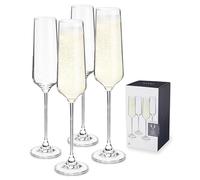 Viski Set di 4 calici da champagne senza piombo, 4 bicchieri da vino con stelo in vetro europeo, trasparenti (10103)