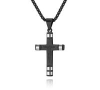 Viskyna Collana da uomo a forma di croce in acciaio inossidabile 316L, con ciondolo a forma di crocifisso, gioiello religioso cristiano, Acciaio inossidabile, Nessuna pietra preziosa