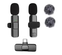 Vislla Microfono lavalier wireless per iPhone, iPad, microfoni wireless, cancellazione del rumore integrata, orario di lavoro 5H, microfono da bavero per YouTube/Vlogging/Live