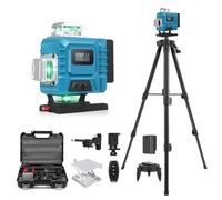 Vislone Laser multifunzione 4D con 16 linee, livella P54, batteria da 2400 mAh, 2 strumenti di livellamento con asta di prolunga regolabile in 3 posizioni in lega, supporto per treppiedi
