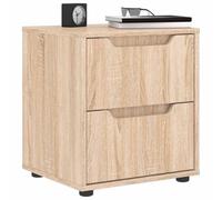 VISNES Nightstand with 2 Drawers, Multilayer Wood Bedside Table 45x40x50 cm, Sonoma Oak Finish, Modern Bedroom Furniture with Integrated Handles, Storage Cabinet for Living Room and Bedroom