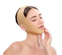 Viso Cintura Di Tonificazione per Le Donne Doppio Mento Dopo Lipo Compressione Indumento Wrap Facial Slimmer, Beige(L)