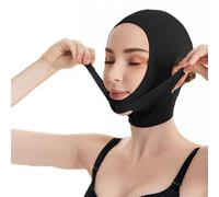 Viso Cintura Tonificante V-forma Liposuzione Post-Op Fascia Riutilizzabile Mento Collo Copertura Cinghia(Schwarz,L)