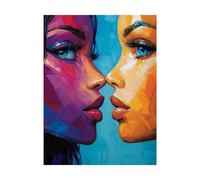 Viso Dipingere con i Numeri Adulti Bacio Dipingere con i Numeri Bambini 100x135CM, Kit Pittura Adulti con Colore Impermeabile Canvas per Quadri Moderni Soggiorno Decorazioni Parete Regalo 2YH-11903