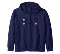 Viso Divertente Guancia Rosso Occhiolino Timido Kawai Felpa con Cappuccio
