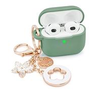 VISOOM Custodia per AirPods 3 rosa AirPods 3a custodia 2021 in silicone per iPod 3 Custodia di ricarica wireless da donna con accessori Portachiavi Bling per auricolari Apple di terza generazione