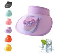 Visor with Fan, Sun Visor Hat with Fan, Cooling Fan Hat, 3 Gear Wind Speed And USB Rechargeable Large Area Sun Protection (IT, Testo, Taglia Unica, L, Purple)
