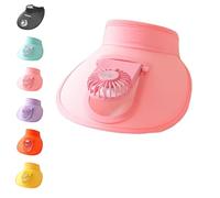Visor with Fan, Sun Visor Hat with Fan, Cooling Fan Hat, 3 Gear Wind Speed And USB Rechargeable Large Area Sun Protection (IT, Testo, Taglia Unica, L, Pink)