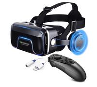 Visore Realtà Virtuale con Controller, Occhiali Virtuali 3D per Video Film e Giochi, Lente Regolabile Cuffie Realtà Virtuale per iphone,Samsung,Huawei,Xiaomi, Regali di Natale/Compleanno per Bambini (