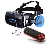 Visore Realtà Virtuale con Controller, Occhiali Virtuali 3D per Video Film e Giochi, Lente Regolabile Cuffie Realtà Virtuale per iphone,Samsung,Huawei,Xiaomi, Regali di Natale/Compleanno per Bambini (