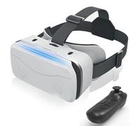 Visore VR per telefono, occhiali per realtà virtuale con controller, occhiali 3D virtuali montati sulla testa, anti-luce blu, lenti HD (Whtie)