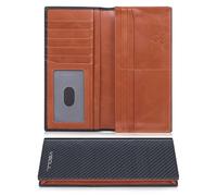 VISOUL Portafoglio Lungo in Vera Pelle da Uomo con Blocco RFID, Portafogli Verticale da Uomo Portafoglio Slim Bifold con 3 Scomparti Banconote e 12 Slot per Carte credito (Nero & Marrone)