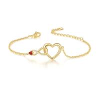 vissen Braccialetto da donna a forma di cuore con simbolo dell'infinito e zirconia cubica, placcato oro/oro rosa/argento, regolabile, in acciaio inox, gioiello alla moda, Placcato oro