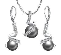 Vissen Set Orecchini a Pendente con Perle di Coltura Zirconio Dormeuse Orecchini Donna Eleganti Gioielli Regalo, Perla