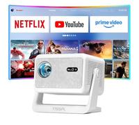 VISSPL 2600ANSI - Mini proiettore smart 4K, per home cinema e esterni, messa a fuoco automatica/correzione trapezoidale, WiFi6, Bluetooth, full HD, 1080p, per telefono cellulare/PC