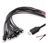 VISSQH 10 cavi micro USB Pigtail da 30 cm, connettore micro USB su cavo nudo a 2 poli, connettore USB 22AWG 3A, cavo di prolunga USB a 2 fili, con estremità aperta per il fai da te