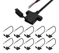 VISSQH 10 Pcs Connettore femmina USB,connettore usb a saldare,Spina USB Cavo nudo a 2 pin con cappuccio antipolvere cavo Pigtail fai da per Riparazione sostitutiva fai-da-te (30cm)