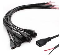 VISSQH 10 Pcs Connettore Femmina USB Micro,22AWG 3A Spina Micro USB Cavo nudo a 2 pin,connettore usb a saldare,Cavo di prolunga USB Micro,cavo Pigtail USBper Riparazione sostitutiva fai-da-te (30cm)