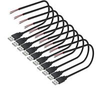 VISSQH 10 Pcs Connettore maschio USB 2.0,connettore usb a saldare,Spina USB Cavo nudo a 2 pin cavo Pigtail fai da per dispositivi USB installati o Riparazione sostitutiva fai-da-te (30 cm)