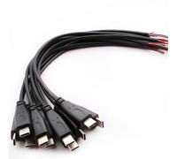 VISSQH 10 Pcs Connettore maschio USB Type-C,22AWG 5V 3A Spina USB Cavo nudo a 2 pin,connettore usb a saldare,Cavo di prolunga USB Type-C,cavo Pigtail USBper Riparazione sostitutiva fai-da-te (25cm)