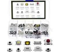 VISSQH 10Value 300 Pieces Interruttore a Pulsante tattile Micro, Kit Assortimento di Microinterruttori Tattili, per Chiave Telecomando Auto, con Scatola di Plastica