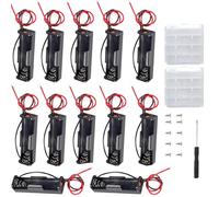 VISSQH 12 pezzi AA portabatterie con Cavi,1 x 1.5V Batteria Holder Box,AA Battery Clip,Portabatterie in Plastica(nero)