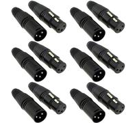 VISSQH 12 x Connettori XLR a 3 pin,connettore a saldare XLR connettori maschio/femmina a 3 pin,spina cavo microfono,presa audio microfono(nero)