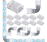 VISSQH 14 pezzi LED RGB Connettore a striscia4 pin, Contiene 10 connettori gapless da 10 mm, connettori a L a 4 pin led per 10mm 2835 5050 RGB LED Strip