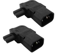 VISSQH 2 pezzi Connettore di Adattatore prolunga Plug di alimentazione da IEC 320 C14 Maschio a C7 Femmina angolo retto 90 gradi CA 250 V 2,5 A(nero)