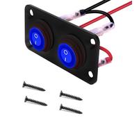 VISSQH 2 x blu LED interruttore a bilanciere rotondo DC 12-24V 20A Impermeabile Mini Interruttore a Levetta,interruttore rotondo,2 Gang Pannello Interruttori a Bilanciere per Auto,Barche ecc