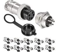 VISSQH 20pcs GX16 5Pin Connettore Aviazione,16mm Maschio/Femmina Connettore Aviazione Spina,Metallo Connettore Pannello Connettori a Filo +Gomma Berretto