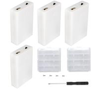 VISSQH 4 pezzi 4 x 1.5V AA portabatterie,6V AA Batteria Holder Box,Portabatterie in Plastica con Costruito in Presa USB Femmina e Interruttore On/Off e Coperchio