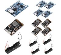 VISSQH 5 pcs Micro USB 5V 1A 18650 modulo caricabatteria al litio con doppia funzione di protezione+5 pcs 5V 2A Modulo integrato di scarica di carica+5 pcs portabatteria 18650