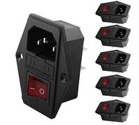 VISSQH 5 pezzi IEC 320 C14 adattatore per montaggio,dispositivi a freddo Spina, 3 Pin Modulo di ingresso Connettore Fusibile Presa di corrente maschio con interruttore CA 250 V 10 A Luce rossa