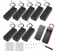 VISSQH 9 pezzi AA portabatterie,1 x 1.5V portabatterie,nero AA Batteria Holder Box,AA Battery Clip,AA Portabatterie in Plastica con Cavi Interruttore On/Off