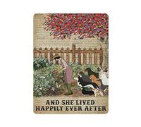 Vissuto felicemente Giardinaggio Cani Targa in metallo Targa in metallo stile vintage Poster da parete per la casa Bar Cafe Cucina Garage Giardino Fattoria Camera Man Cave Decor Novità Regali di compl