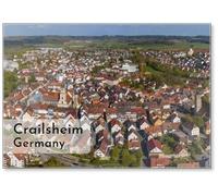 Vista aerea della città di Crailsheim in Germania in una giornata di primavera soleggiata durante il blocco., Magnete da frigorifero