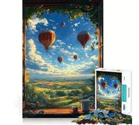 Vista dalla finestra con mongolfiere - Puzzle da 1000 pezzi per adulti,gioco di concentrazione mentale,qualità premium,taglio laser,divertimento serale per tutta la famiglia (50x75cm)