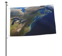 Vista dallo spazio America on The Day Space Garden bandiera 2 x 3 Ft Outdoor Flag Banner Brezza Bandiera a prova di scolorimento bandiere per casa casa all'aperto decorazione interna