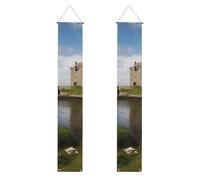 Vista del castello di Dunguaire Banner per portico per porta d'ingresso bandiera da appendere per vacanze stagionali portico segno di benvenuto per interni ed esterni decorazioni di laurea classe del