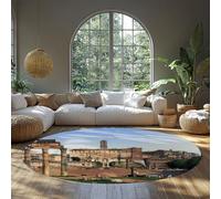 Vista del Foro di Roma Circle Carpet Pieghevole Edifici Retrò Lavabili Round Area Tappeti per Ufficio Studio Arredamento Soggiorno 120cm（Rotondo）