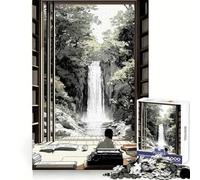 Vista della cascata dalla biblioteca - Puzzle giapponese per adulti da 1000 pezzi - Esercizio mentale - Relax consapevole - Confezione regalo speciale (50x75cm)